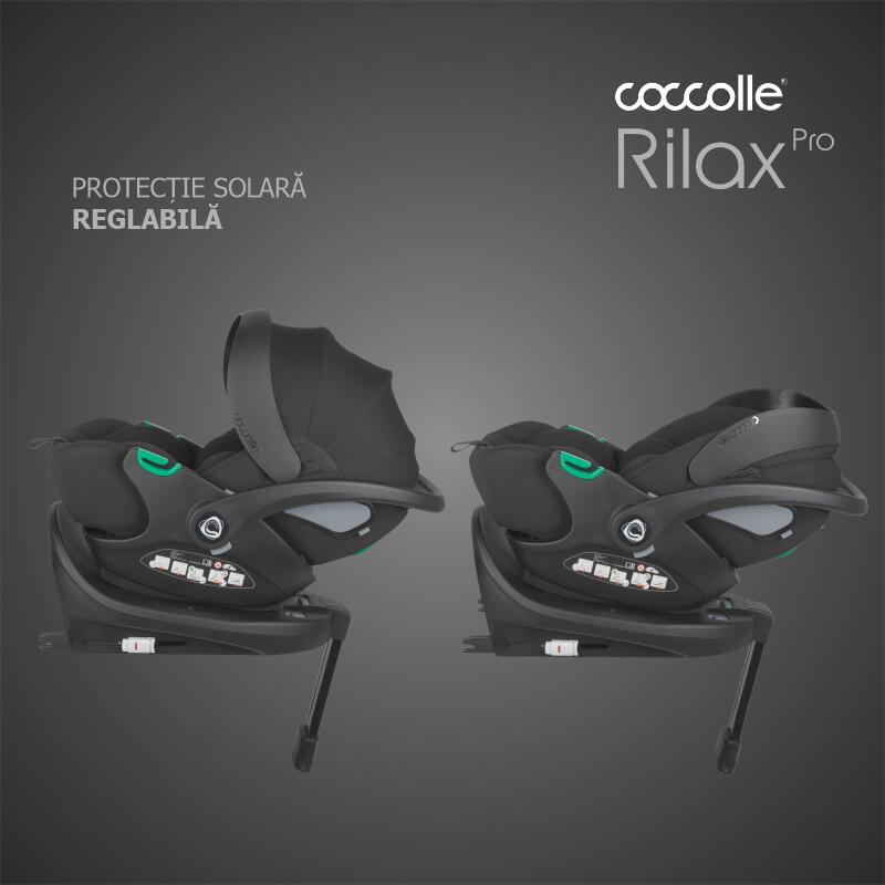 Carucior modular 4in1 Coccolle Lissia Butternut Beige cu Scoica auto iSize Coccolle Rilax Black si Baza isofix iSize Coccolle Rilax