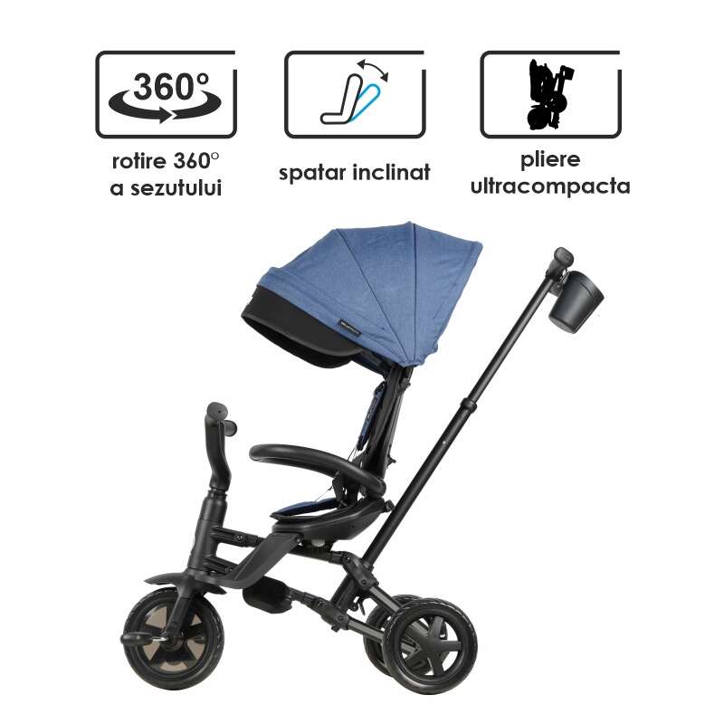 Tricicleta ultrapliabila Qplay Nova Niello Albastru - gogobaby.ro