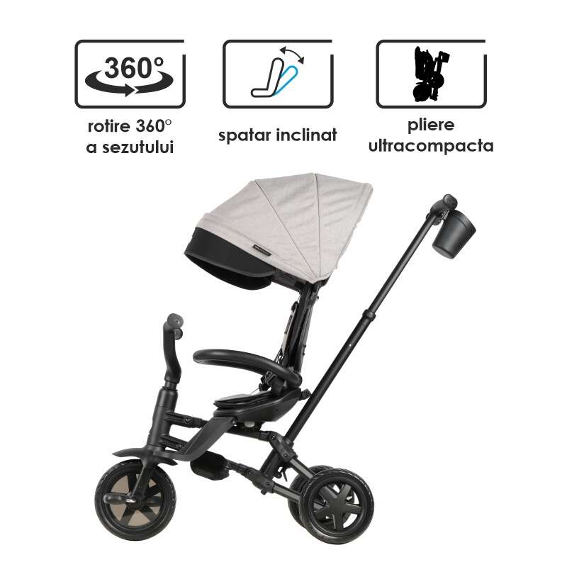 Tricicleta ultrapliabila Qplay Nova Niello Gri - gogobaby.ro