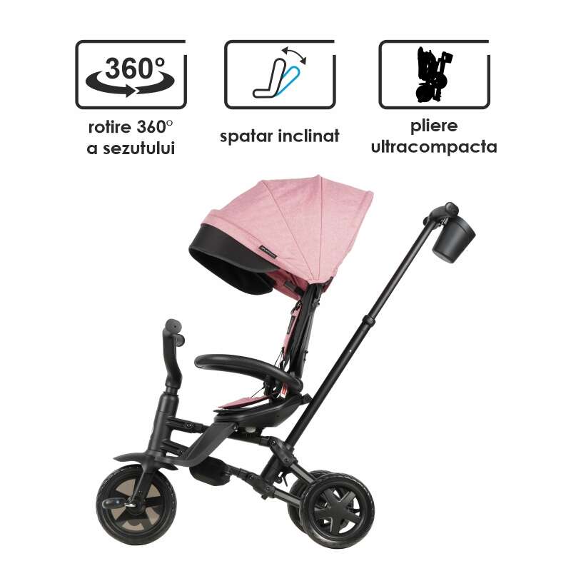 Tricicleta ultrapliabila Qplay Nova Niello Roz - gogobaby.ro