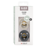 BIBS - Set 2 suzete Colour Latex, tetina simetrica, 6 luni +-Sand/Iron