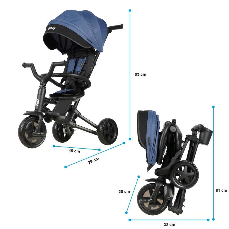 Tricicleta ultrapliabila Qplay Nova Niello Albastru - gogobaby.ro