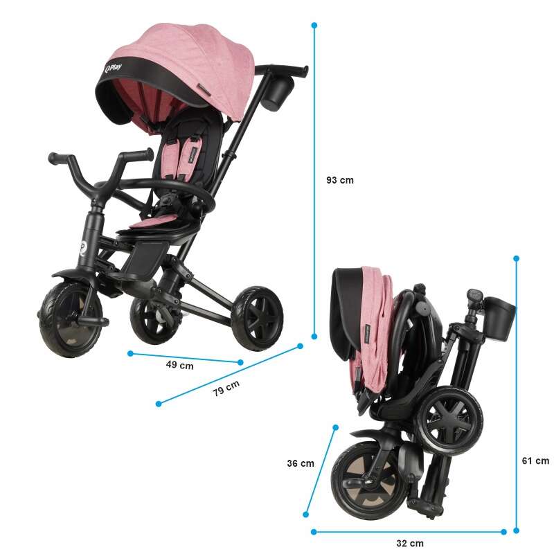 Tricicleta ultrapliabila Qplay Nova Niello Roz - gogobaby.ro