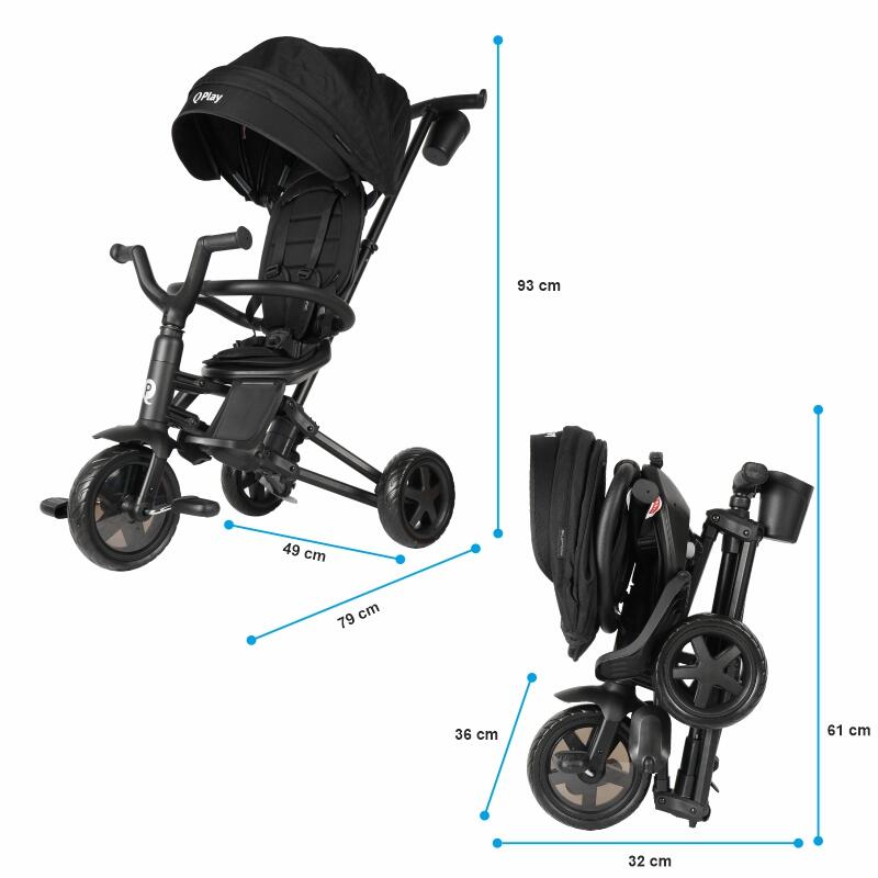 Tricicleta ultrapliabila Qplay Nova Niello Negru - gogobaby.ro