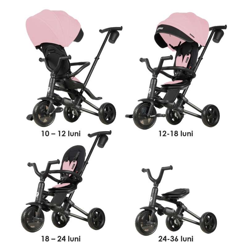 Tricicleta ultrapliabila Qplay Nova Niello Roz - gogobaby.ro