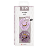 BIBS - Set 2 suzete Boheme Latex, tetina rotunda, 0 luni +-Mauve/Violet Sky