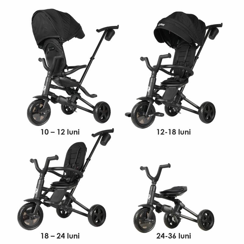 Tricicleta ultrapliabila Qplay Nova Niello Negru - gogobaby.ro