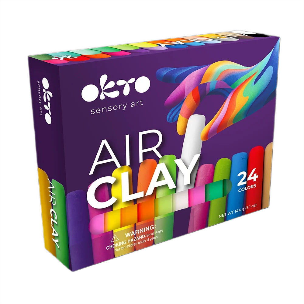 Set de modelaj OKTO Air Clay, 24 culori, 144 g, 3 ani+
