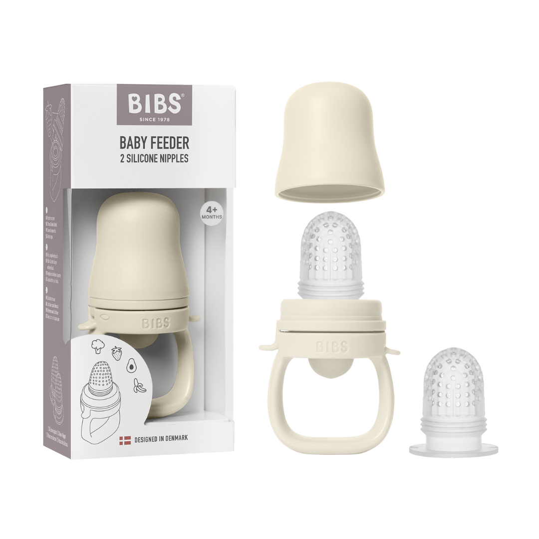 BIBS - Dispozitiv de hranire Baby Feeder cu 2 tetine din silicon, Ivory - gogobaby.ro