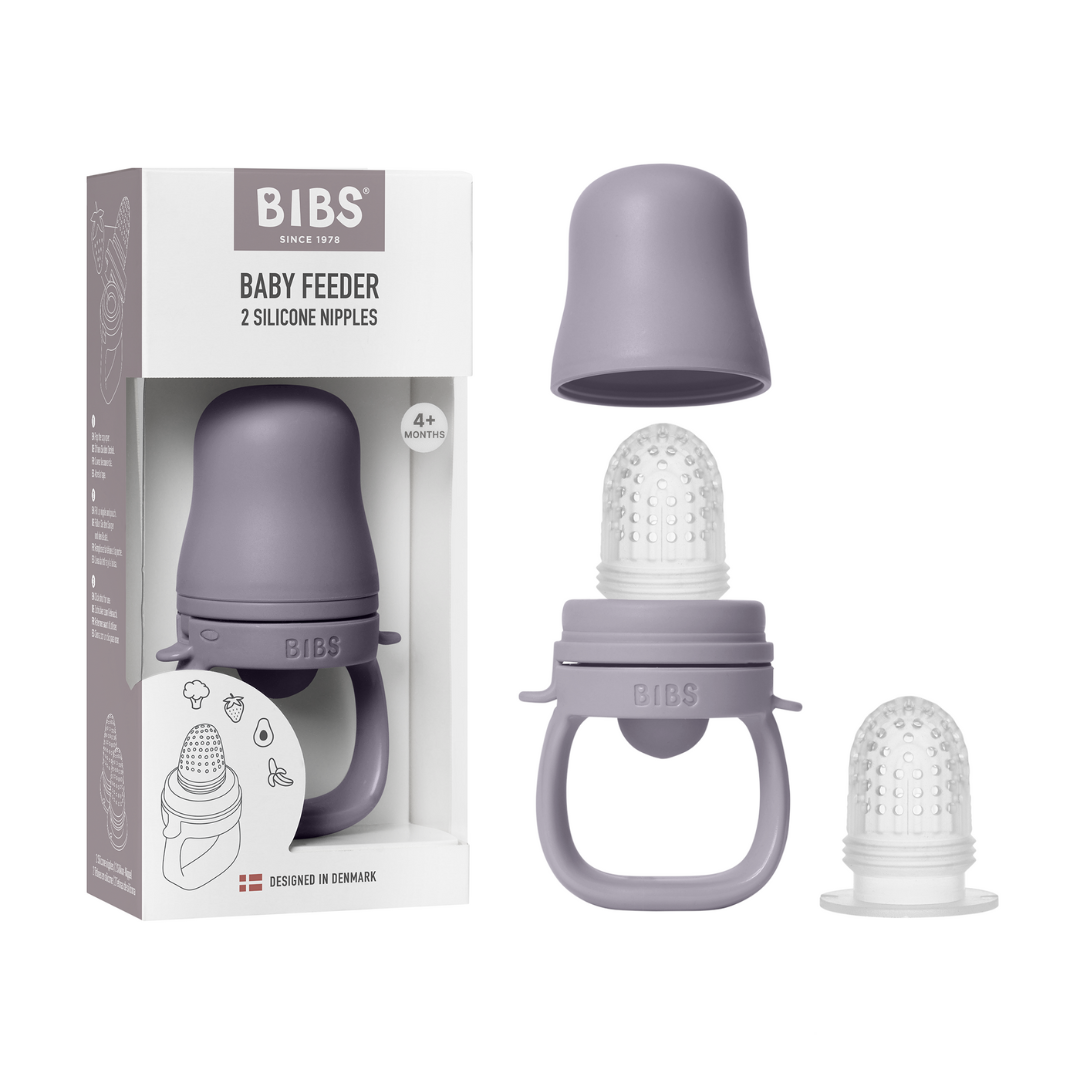 BIBS - Dispozitiv de hranire Baby Feeder cu 2 tetine din silicon, Fossil Grey