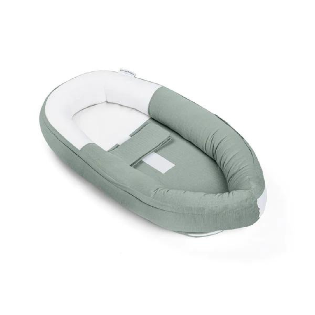 Doomoo - Baby Nest din bumbac organic Cocoon Tetra Jersey Green - gogobaby.ro