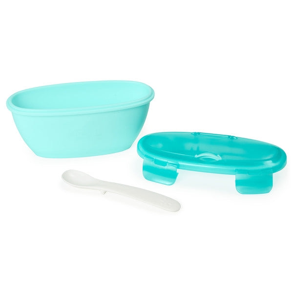 Skip Hop - Set de calatorie pentru hranire (bol + lingurita) - Soft turcoaz