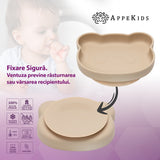 Farfurie din silicon cu ventuza, AppeKids, The Little Bear - Bubble Beige