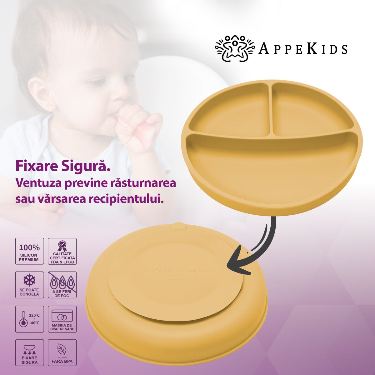 Set Diversificare, AppeKids, 100% Silicon, Basic - Honey - gogobaby.ro