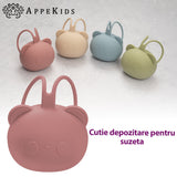 Suport pentru suzeta din silicon, AppeKids, The Little Bear - Old Rose