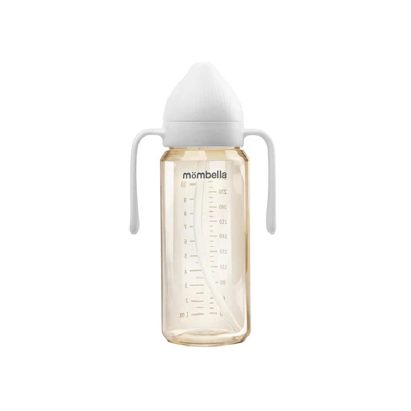 Biberon Anti-colici Mombella Classic PPSU, 300 ml, cu Tetină Silicon L - Flux Rapid  (6-9 Luni) - Ivory - gogobaby.ro