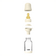 BIBS - Set complet biberon din sticla anticolici cu tetina din latex, flux lent, 120 ml, Ivory