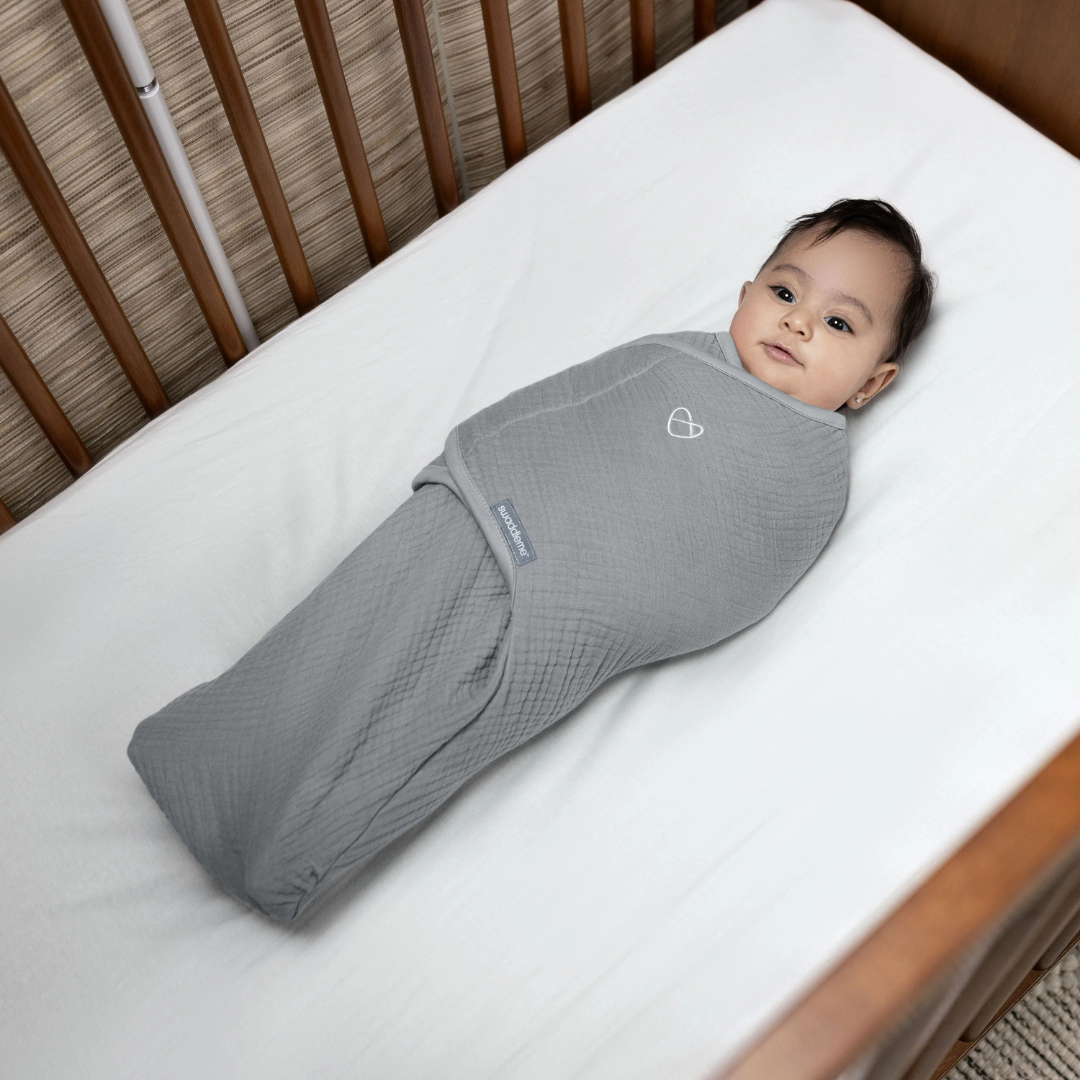 Ingenuity - Sistem de infasare Swaddle Me 0-3 luni, muselina, colectia Original, Granite