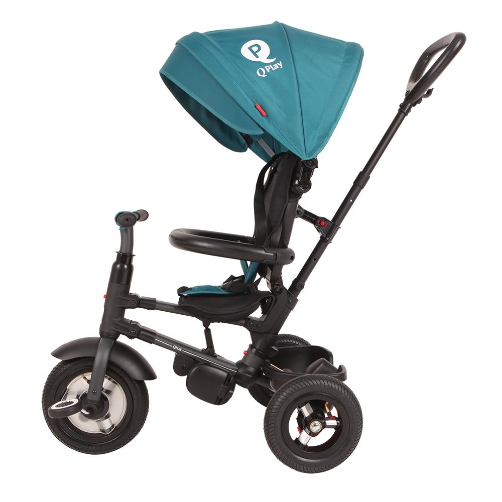 Tricicleta cu roti de cauciuc Qplay Rito Rubber Albastru Deschis - gogobaby.ro