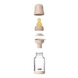BIBS - Set complet biberon din sticla anticolici cu tetina din latex, flux lent, 120 ml, Blush