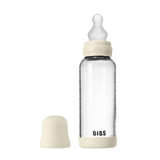 BIBS - Set complet biberon din sticla anticolici cu tetina din silicon, flux mediu, 240 ml, Ivory