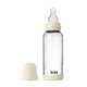 BIBS - Set complet biberon din sticla anticolici cu tetina din silicon, flux mediu, 240 ml, Ivory