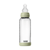 BIBS - Set complet biberon din sticla anticolici cu tetina din silicon, flux mediu, 240 ml, Sage