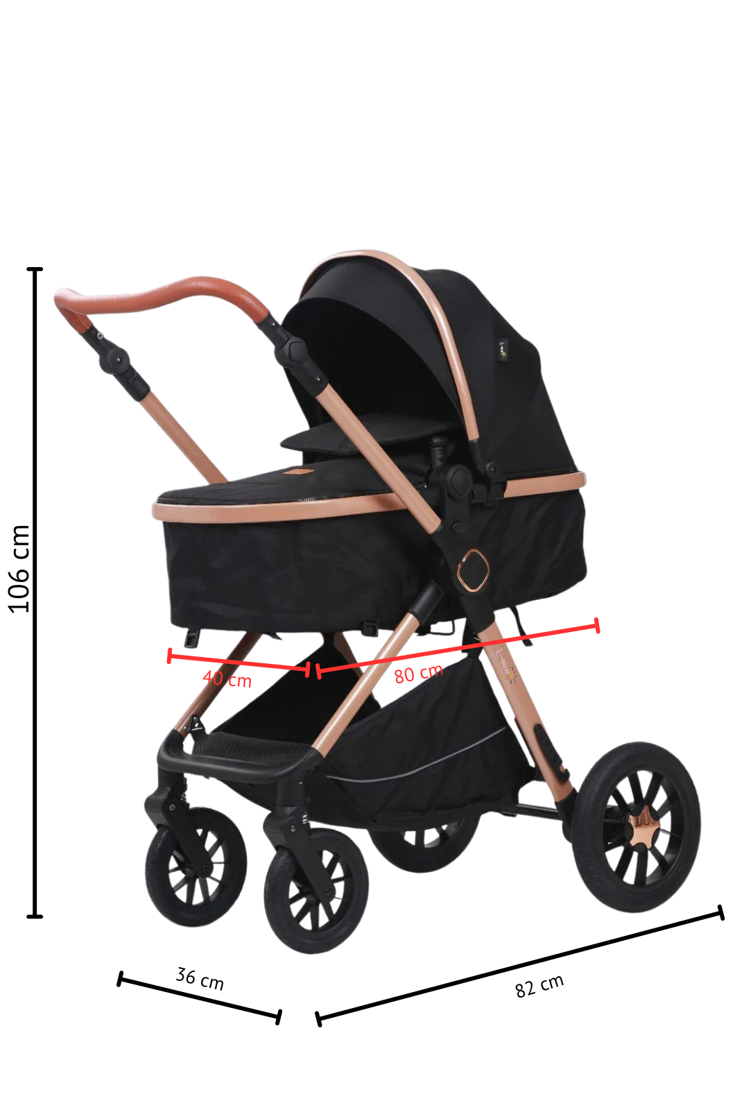 Carucior L-Sun Marina 3 in 1 NEGRU