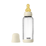 BIBS - Set complet biberon din sticla anticolici cu tetina din latex, flux mediu, 240 ml, Ivory