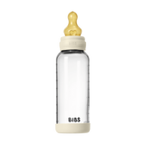 BIBS - Set complet biberon din sticla anticolici cu tetina din latex, flux mediu, 240 ml, Ivory
