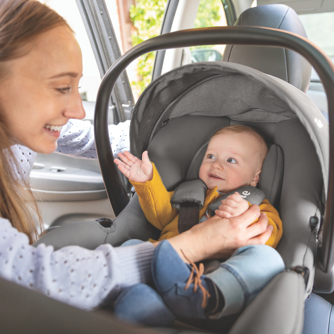 Joie - Scoica auto i-Snug 2 cu tetiera reglabila, 40-75 cm, Cashew, testata ADAC si certificata R129 - gogobaby.ro
