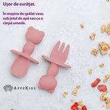 Set Tacamuri din silicon, AppeKids, The Little Bear - Old Rose