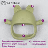 Jucarie pentru dentitie din silicon, Appekids, Manusa Kitty - Raw Green