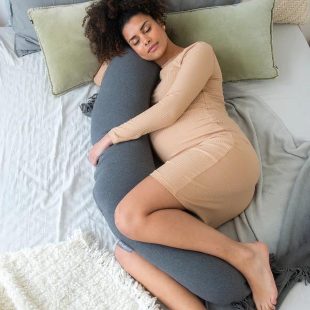 Doomoo - Perna mare pentru gravide si bebelusi 3 in 1, bumbac organic Buddy Chine Anthracite - gogobaby.ro