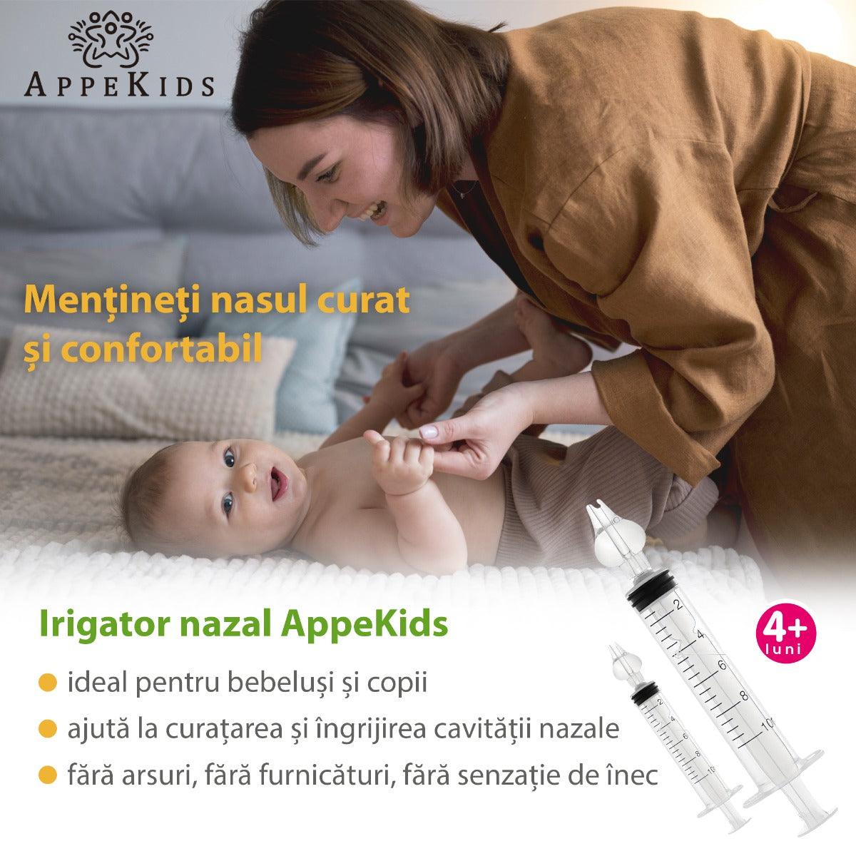 Set 2 seringi pentru lavaj nazal, APPEKIDS, 10ml, 4Luni+