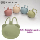 Suport pentru suzeta din silicon, AppeKids, The Little Bear - Raw Green