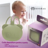 Suport pentru suzeta din silicon, AppeKids, The Little Bear - Raw Green
