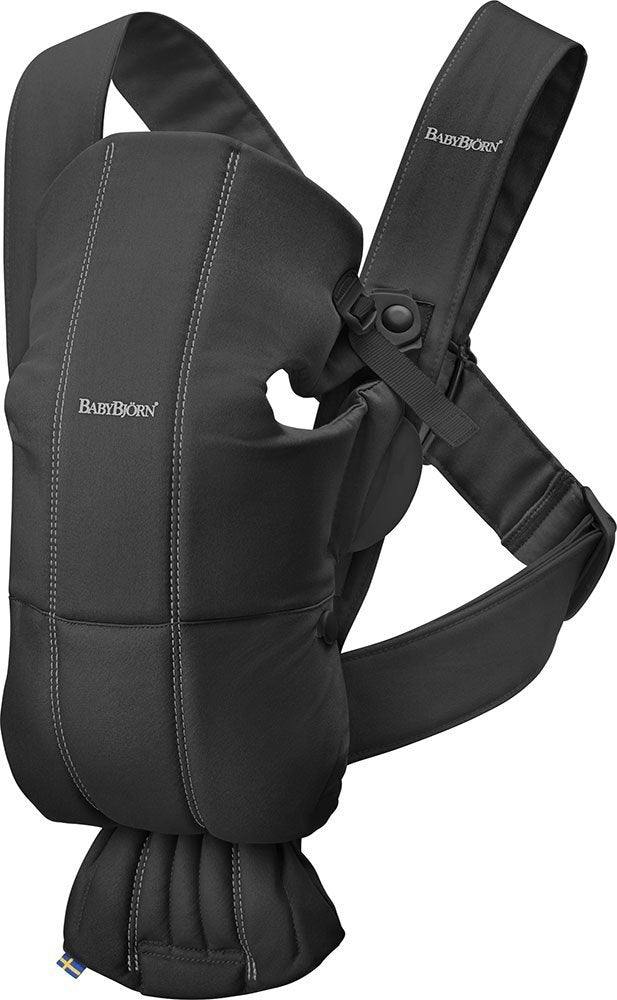 BabyBjorn - Marsupiu anatomic Mini, cu pozitii multiple de purtare, Black, Bumbac - gogobaby.ro