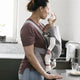 BabyBjorn - Marsupiu anatomic Mini, cu pozitii multiple de purtare, Light Grey, 3D Jersey