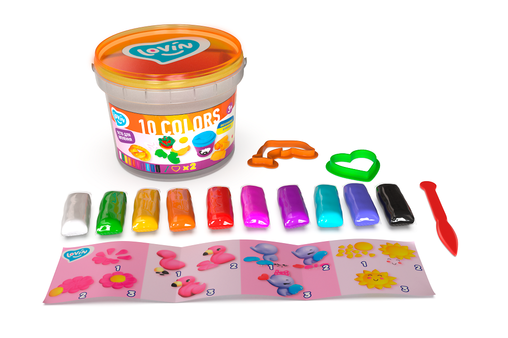 Set plastilina si accesorii pentru modelaj Lovin - 10 culori pentru fetite - gogobaby.ro
