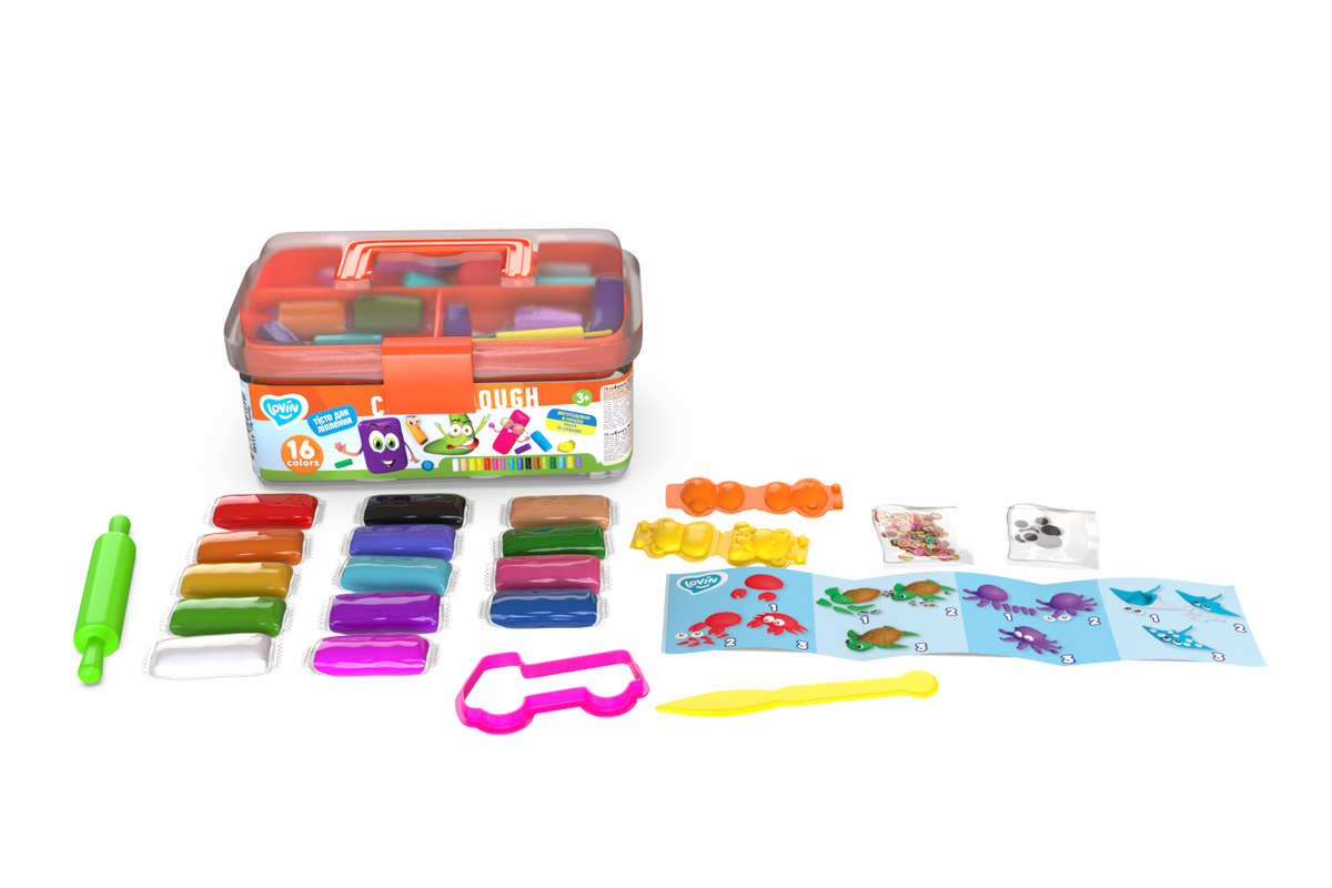 Set plastilina si accesorii pentru modelaj Lovin - 16 culori - gogobaby.ro