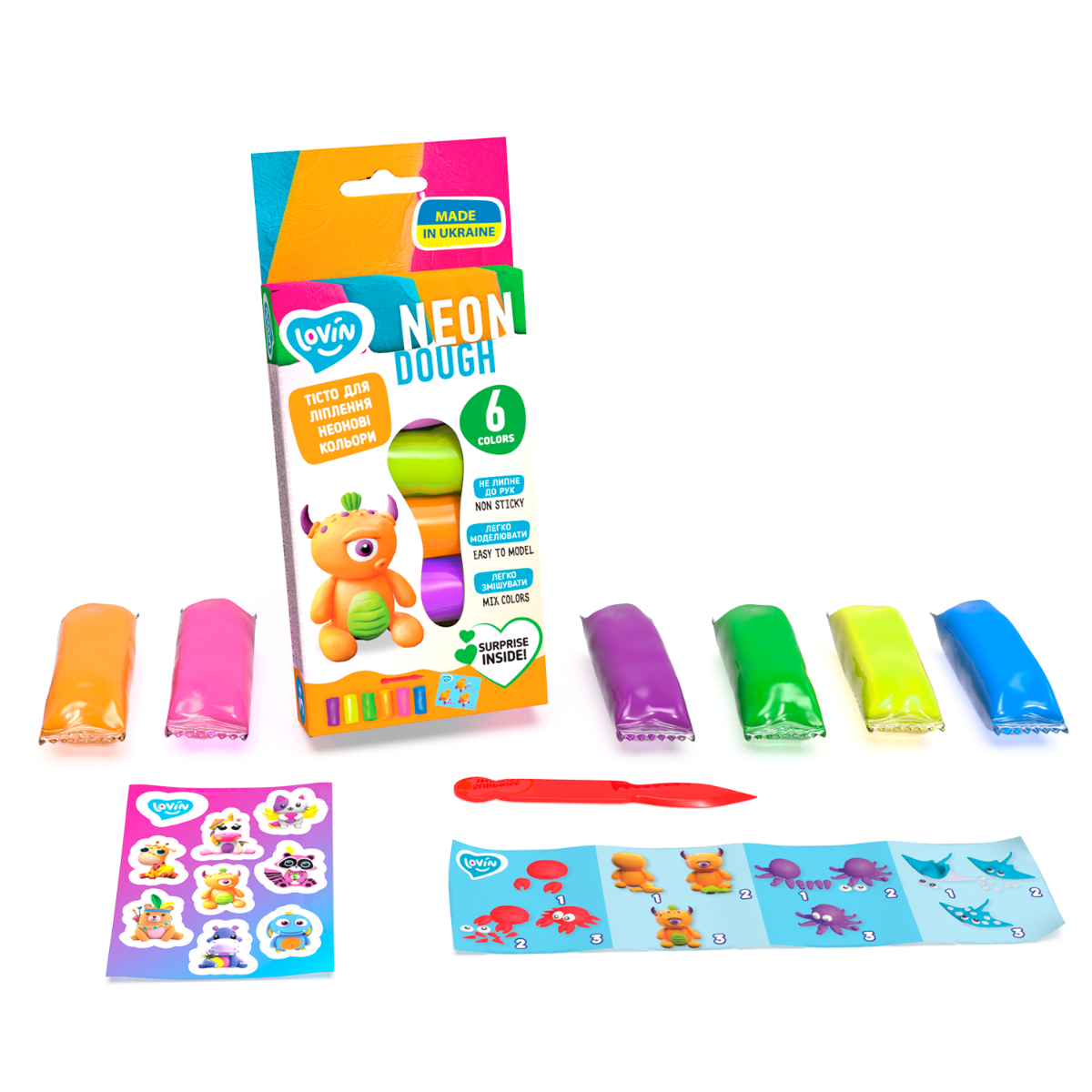 Set plastilina Lovin 6pcs*15gr - Neon