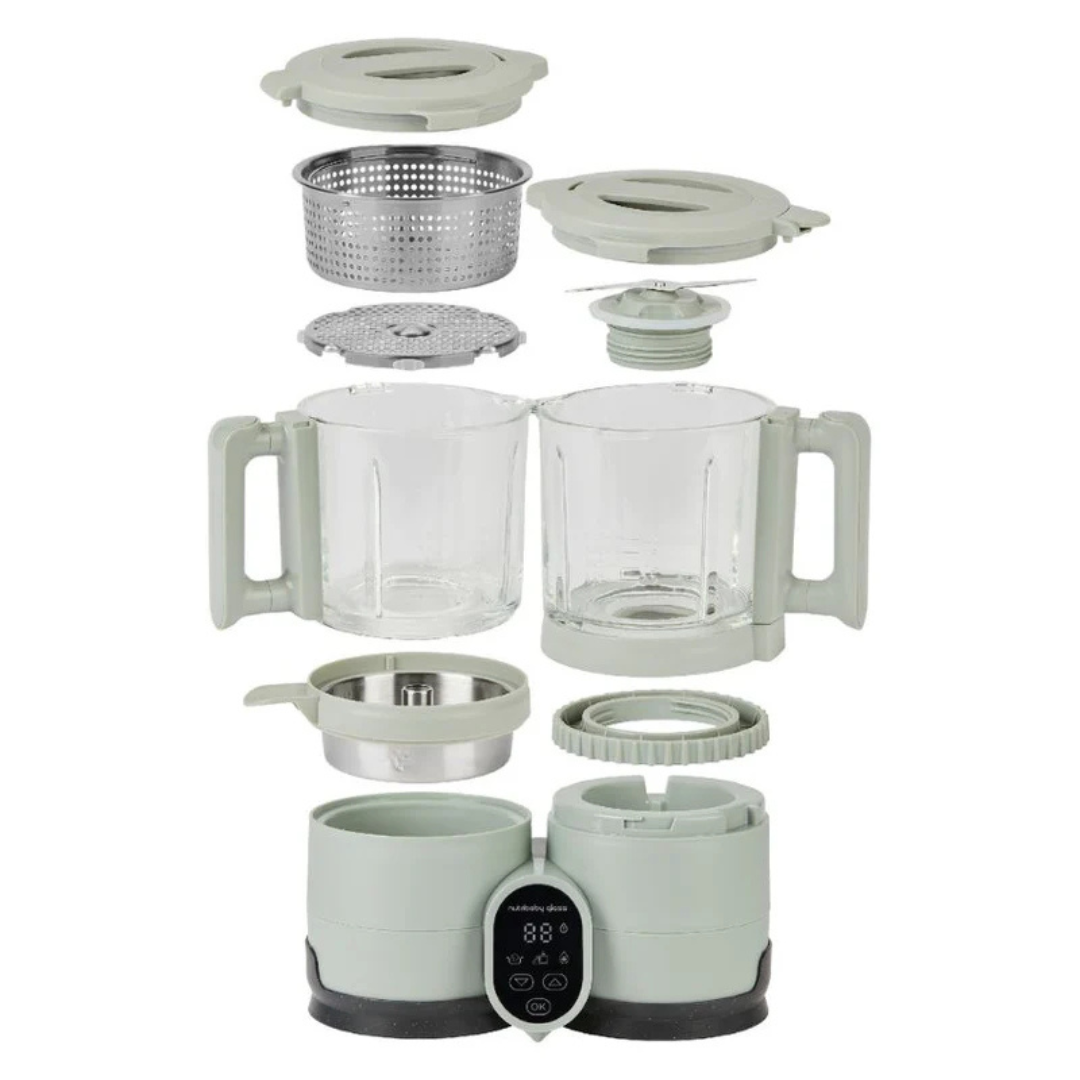Babymoov - Robot multifunctional Nutribaby Glass 4 in 1 din sticla si otel inoxidabil Celadon Green - gogobaby.ro