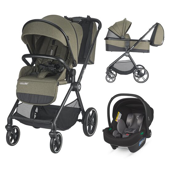 Carucior modular 3in1 Coccolle Lissia Moss green + Scoica auto iSize Coccolle Knox Anthracite - gogobaby.ro