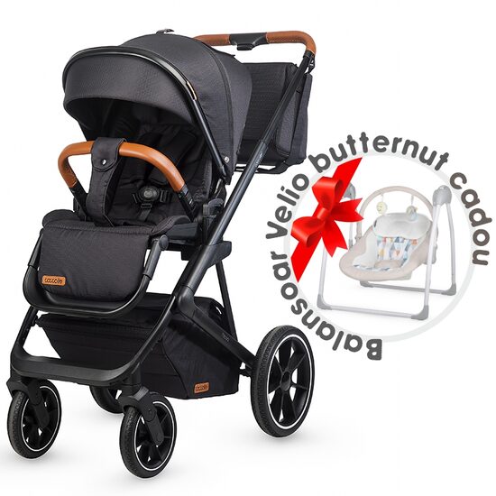Carucior modular 2in1 C Nessia Diamond black+Balansoar bebelusi C Velio Butternut - gogobaby.ro