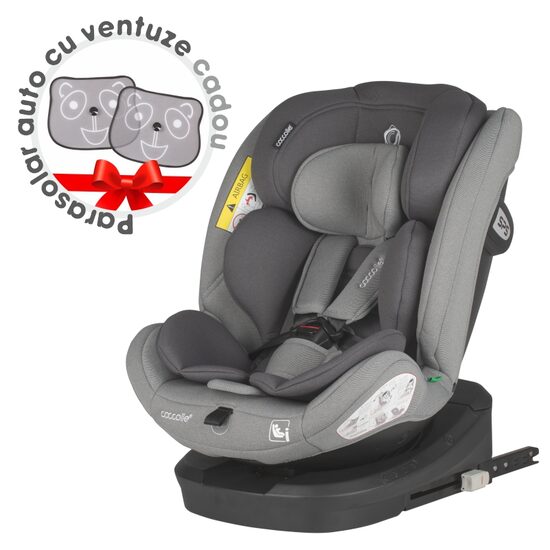Scaun auto iSize 40-150 cm Coccolle Nyota Moonlit grey+Coccolle Parasolar auto cu ventuze