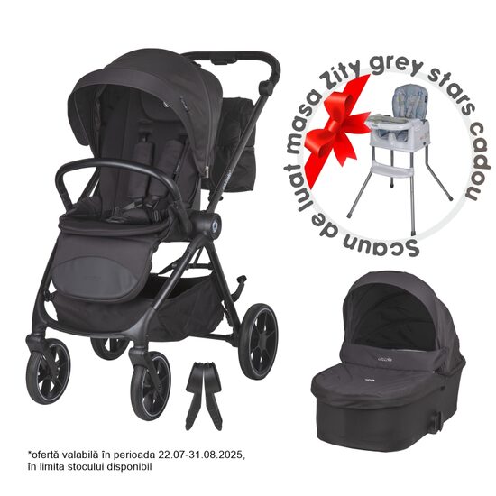 Carucior modular 2in1 Coccolle Serry Jet black - gogobaby.ro