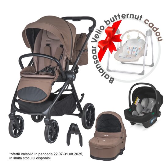 Carucior modular 2in1 Coccolle Serry Light taupe+ Scoica auto iSize Coccolle Knox Greystone - gogobaby.ro
