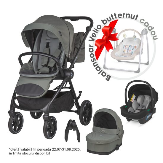 Carucior modular 2in1 Coccolle Serry Moss green+ Scoica auto iSize Coccolle Knox Greystone - gogobaby.ro