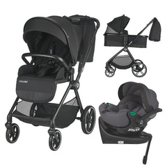 Carucior modular 4in1 Coccolle Lissia Anthracite cu Scoica auto iSize Coccolle Rilax Greystone si Baza isofix iSize Coccolle Rilax